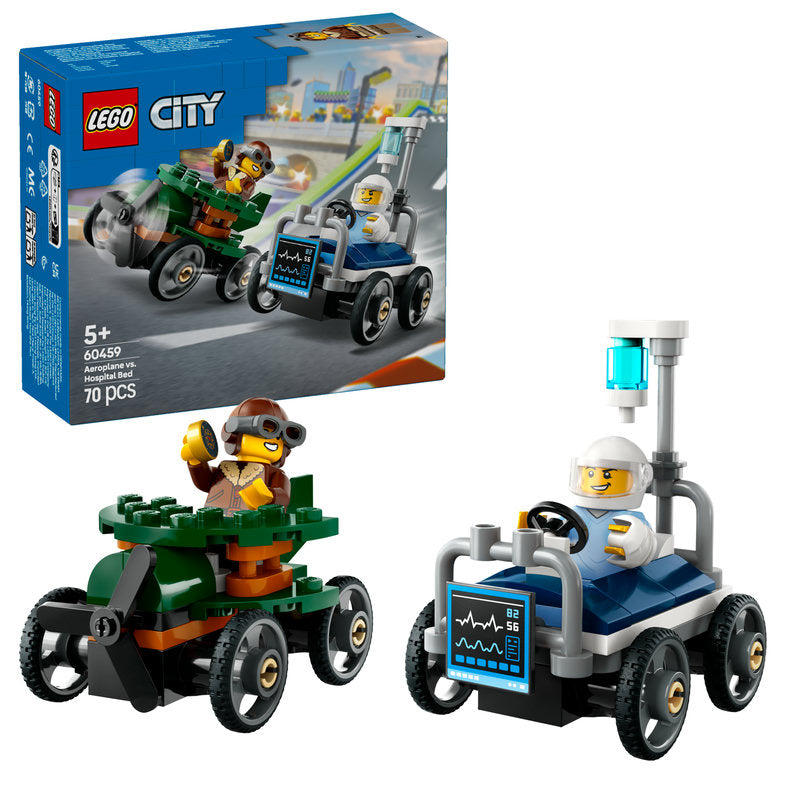 Lego® City Aeroplane Vs. Hospital Bed Race Car Pack Soapbox Racing Toy 60459