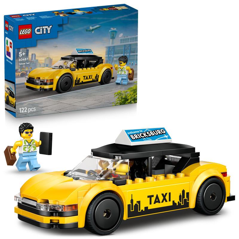 Lego® City Yellow Taxi Model Car Kit With 2 Minifigures 60487