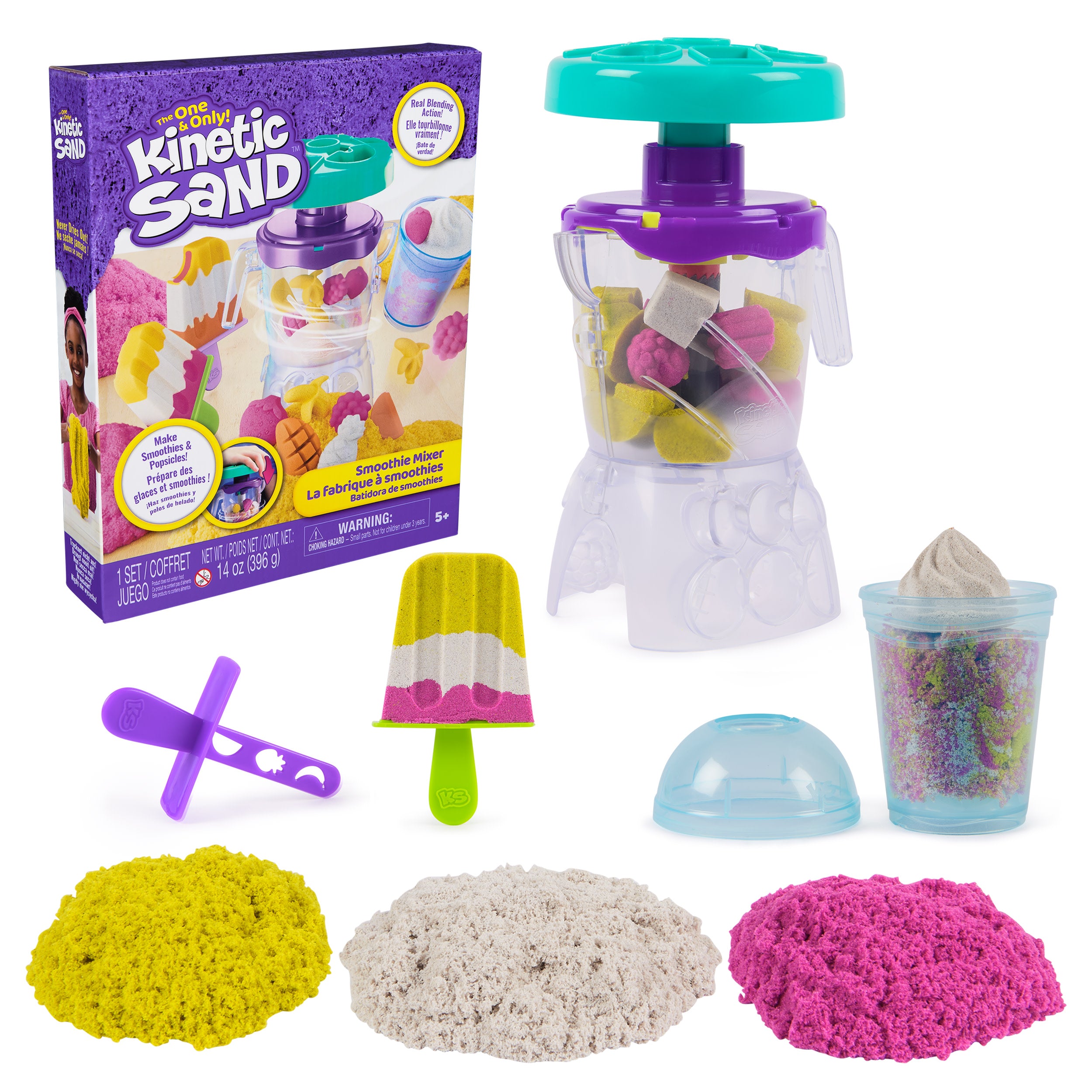 Kinetic Sand, Smoothie Mixer Playset With 14 Oz Play Sand, Tools And Popsicle Mould