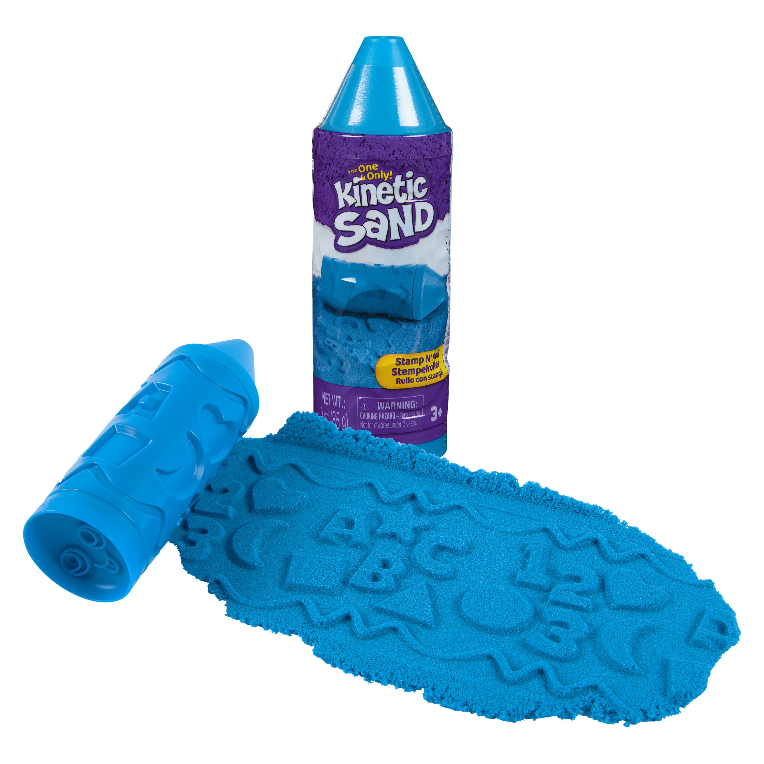 Kinetic Sand, Stamp N' Roll Crayon With 3 Oz Blue Play Sand
