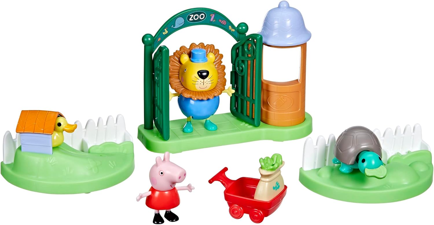 Peppa Pig Toys Peppa's Day At The Zoo Preschool Playset, 2 Figures And 6 Accessories