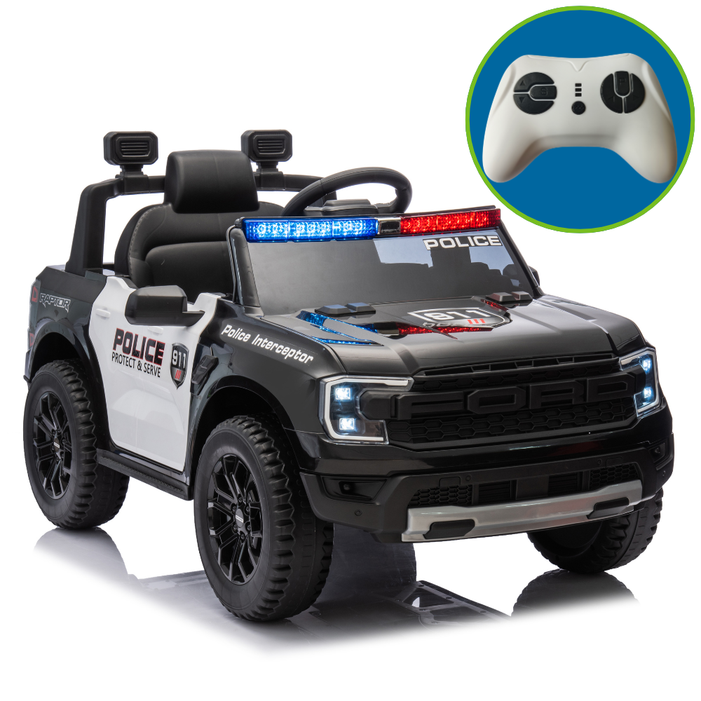 Ford Ranger Raptor Police Truck 10.8V Lithium Electric Ride On With Remote Control