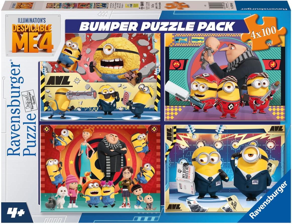 Ravensburger Despicable Me 4 - 4X 100-Piece Jigsaw Puzzle Bumper Pack