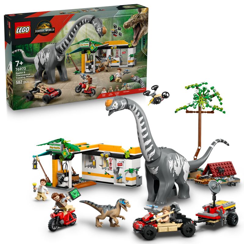 Lego® Jurassic World Raptor & Titanosaurus Tracking Mission Dinosaur Toy 76973