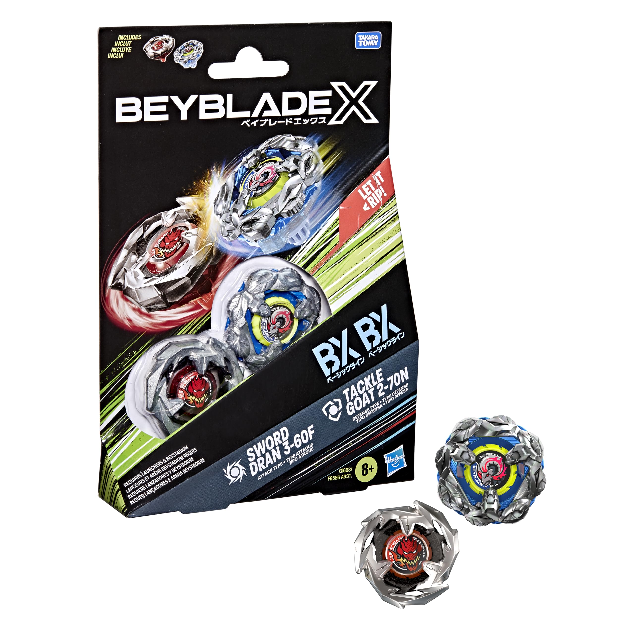 Beyblade X Tackle Goat 2-70N & Sword Dran 3-60F Dual Pack Set