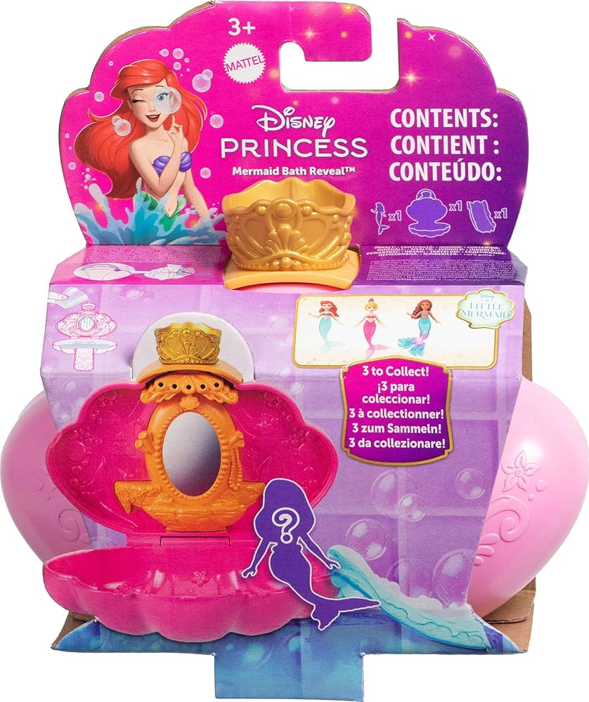 Disney Princess Mermaid Bath Surprise Small Dolls & Accessories In Shell Playsets With Slides Assortment