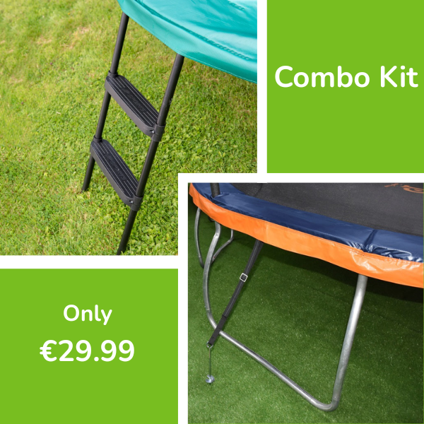 Jump Power 2 Step Ladder & Anchor Kit Combo Set For 10Ft Round Trampoline Only