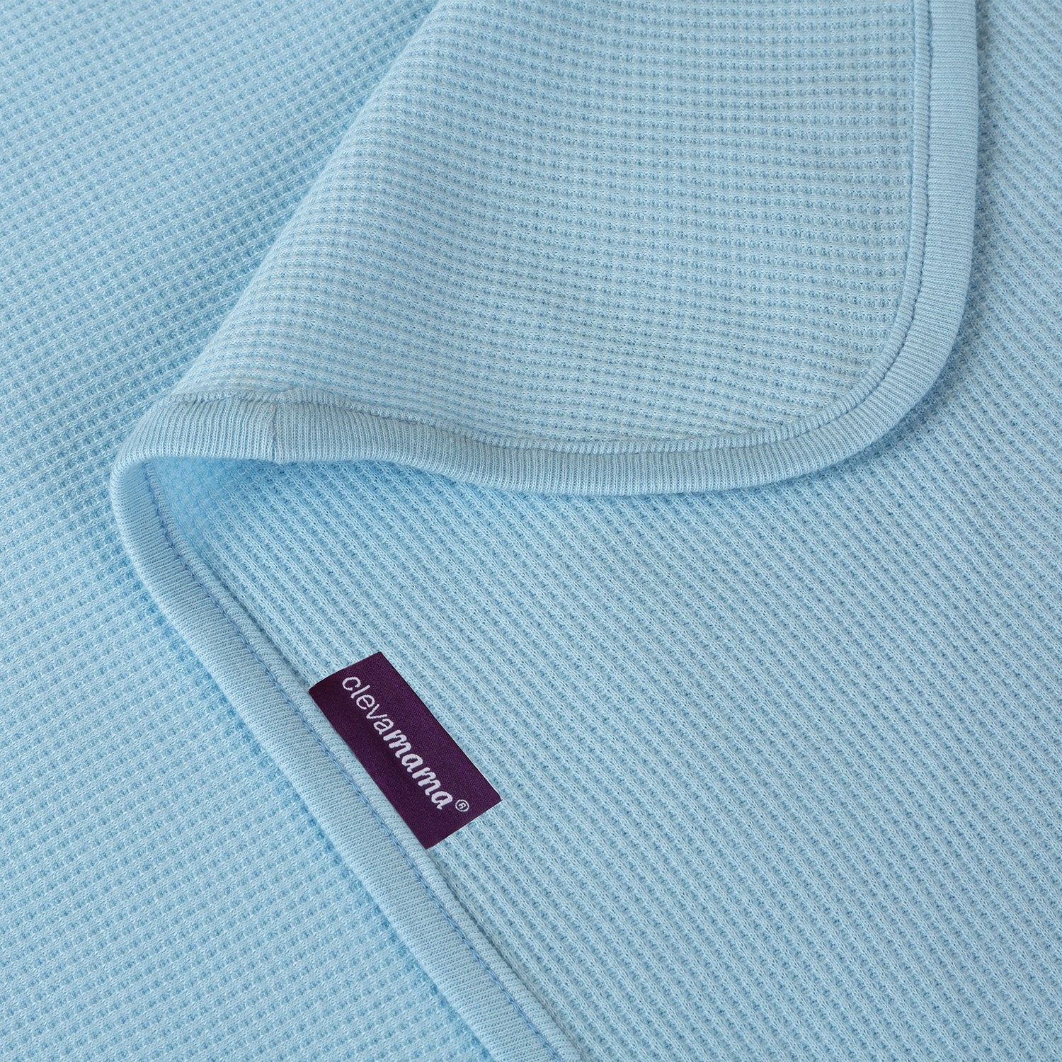 Clevamama Waffle Weave Cotton Baby Blanket Cot & Cot Bed 120X140Cm Blue