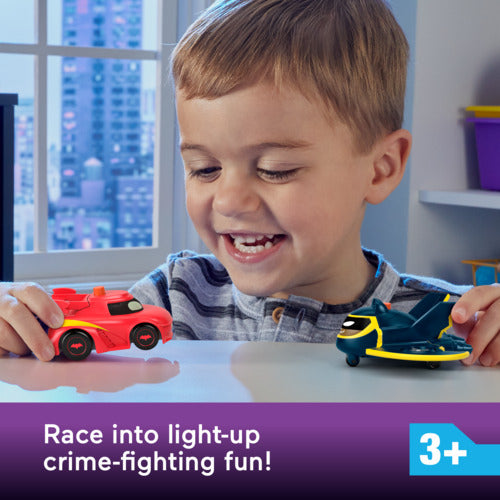 Fisher-Price Dc Batwheels Light-Up 1:55 Scale Toy Cars, Redbird And Batwing