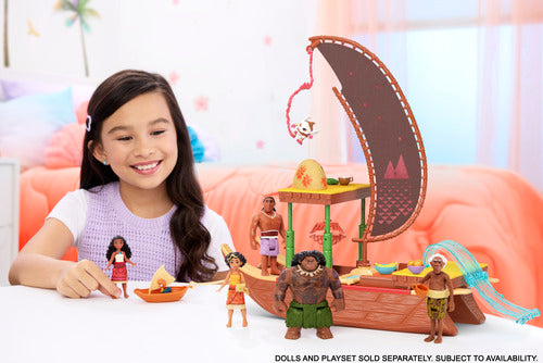 Disney Moana 2 Moana's Canoe Crew Playset With 5 Small Dolls & 3 Accessories, Inspired By The Movie