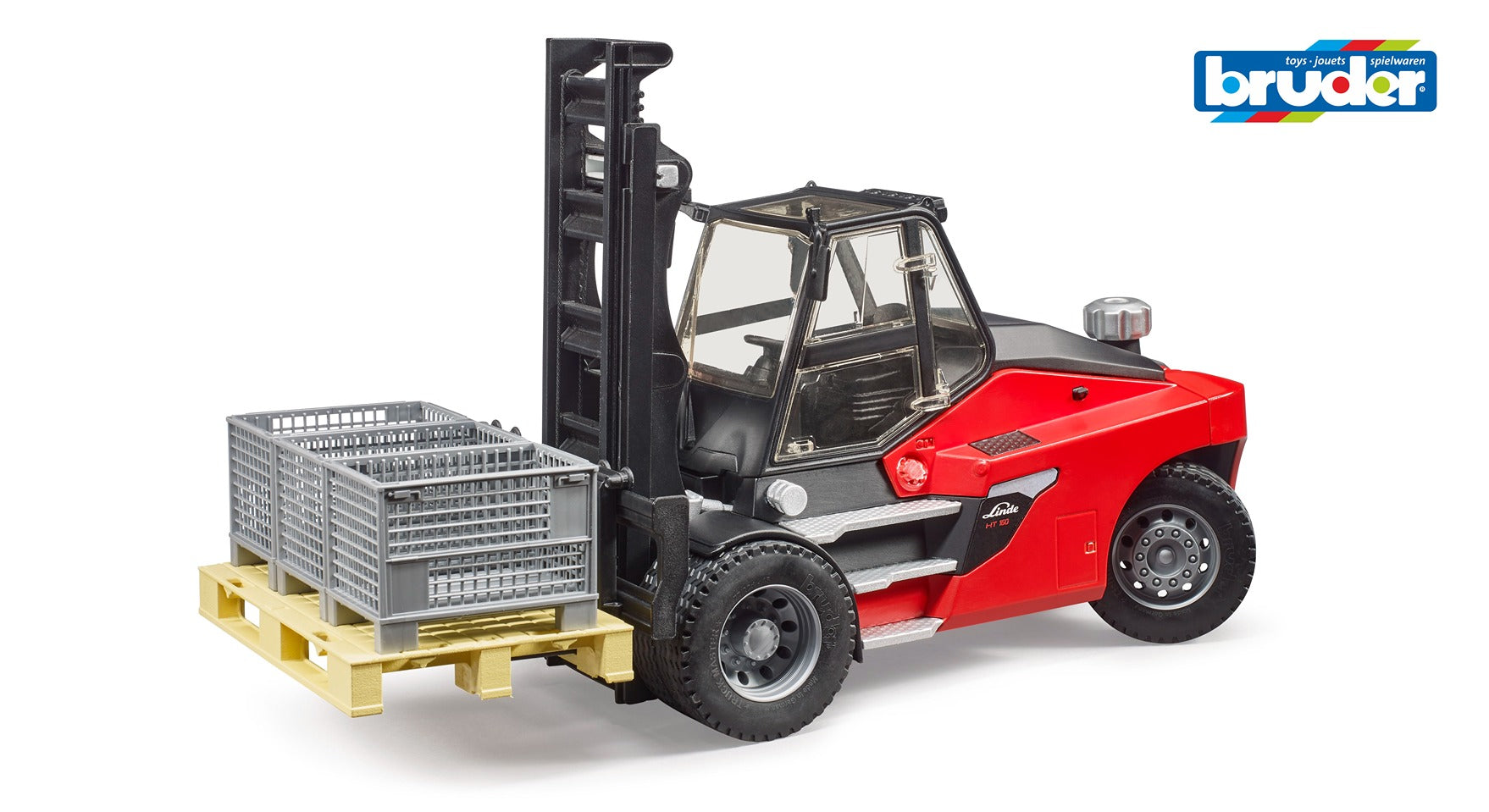 Bruder Linde Ht160 Forklift With Pallet & 3 Pallet Cages