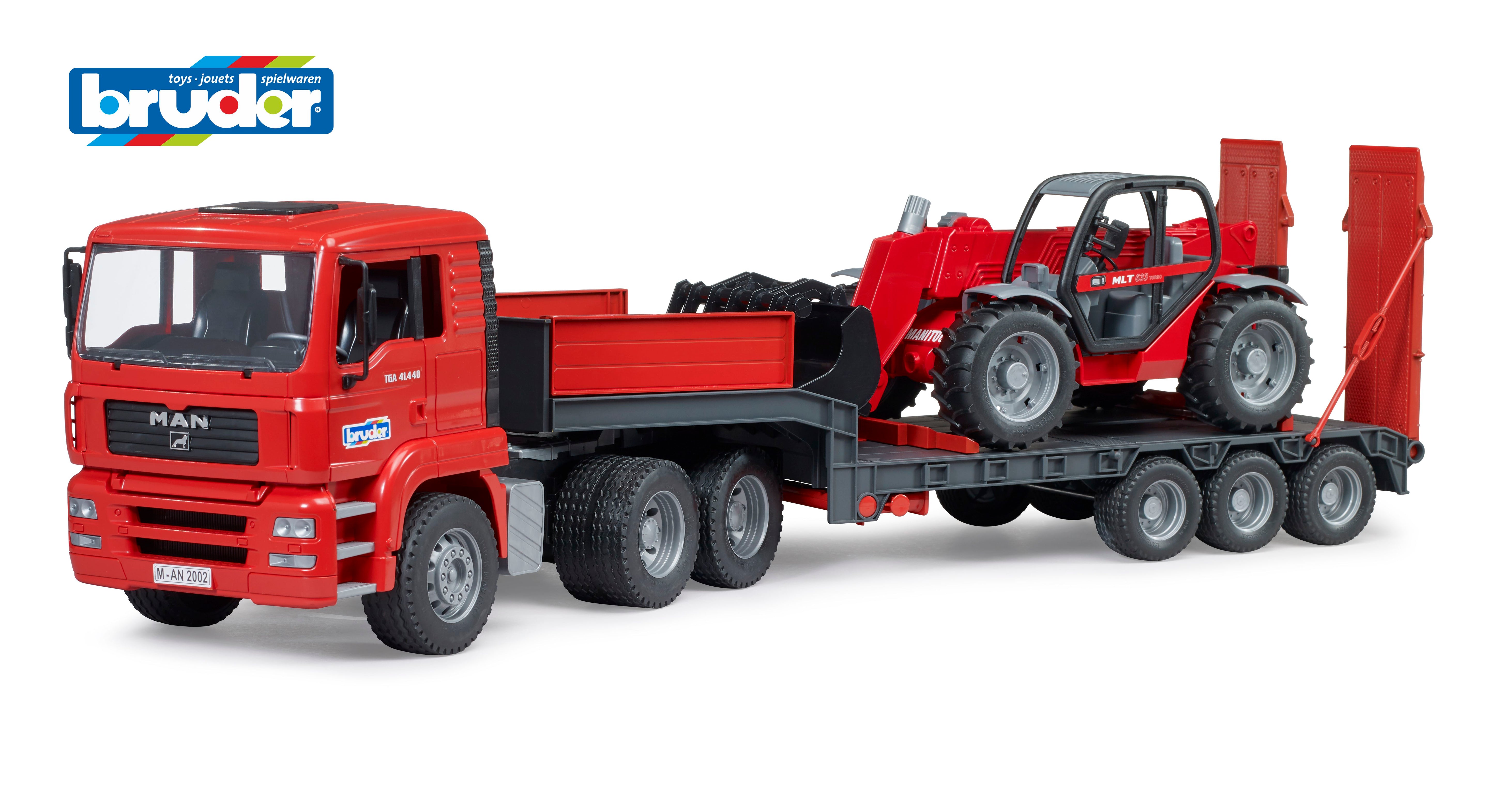 Bruder Man Tga Semi-Trailer Truck With Manitou Telehandler Toy