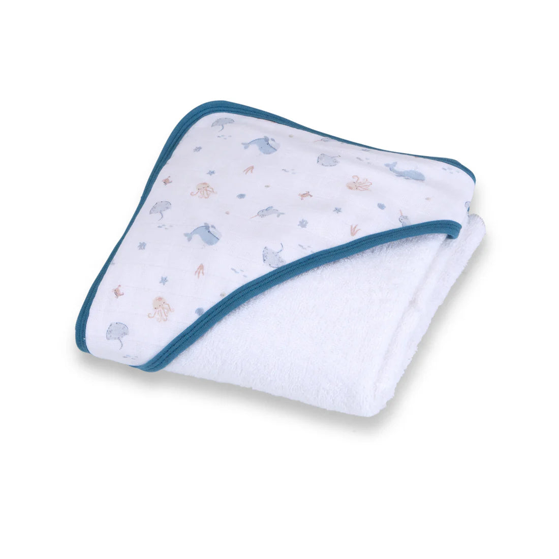 Baby Elegance Hooded Towel - Under The Sea - 90 X 90Cm - 2Pcs