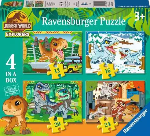 Ravensburger Jurassic World Explorers 4 In A Box (12, 16, 20, 24 Piece) Jigsaw Puzzles - Ready To Explore