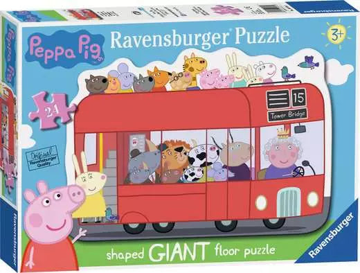Ravensburger Peppa Pig London Bus, 24 Piece Giant Shaped Floor Jigsaw Puzzle