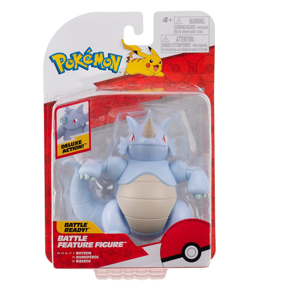 Pokémon Rhydon Battle Feature Figure - 4.5-Inch Rhydon Battle Ready Figure With Horn Attack