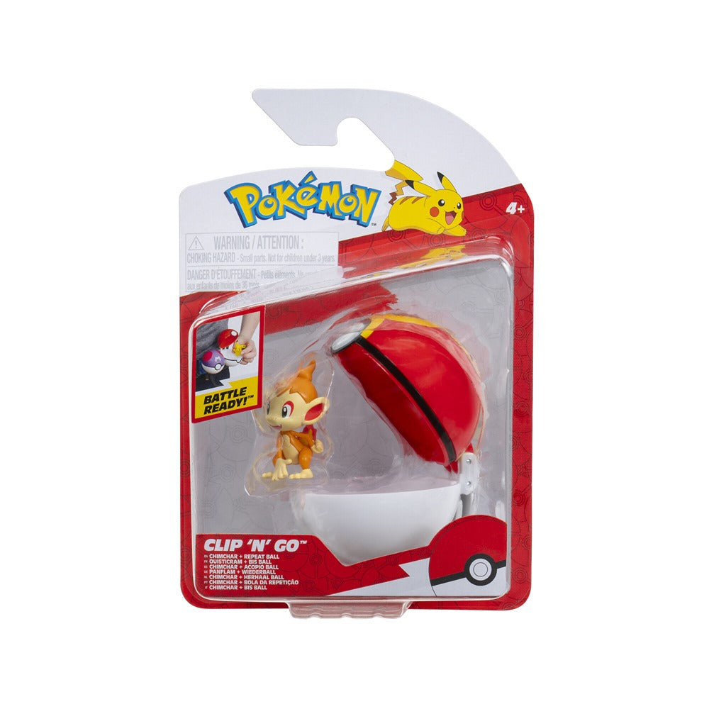 Pokémon Clip ‘N’ Go Chimchar And Repeat Ball - Includes 2-Inch Battle Figure And Repeat Ball Accessory