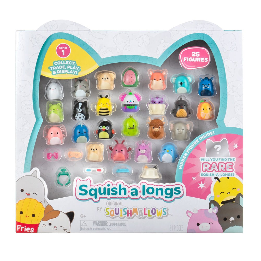 Squish-A-Longs By Original Squishmallows 25 Pack - Series 1 - (25) 1” Mini-Squish With 5 Accessories, Ring, And Collector’s Guide - Collect, Trade, & Play