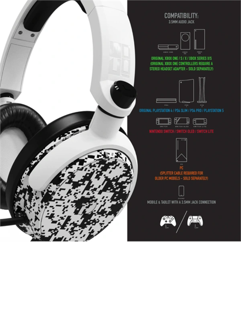 PC Xbox, PS4/PS5, Gaming Switch, Stealth for C6-100 White Headset Camo -