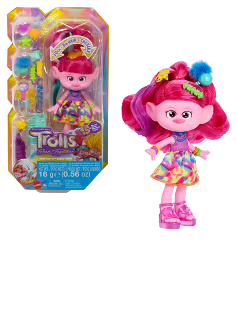 Trolls 3 Band Together Hair-Tastic Queen Poppy Fashion Doll