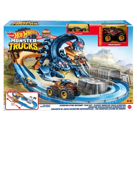 Hot Wheels Monster Trucks Scorpion Raceway Boosted Playset with 1