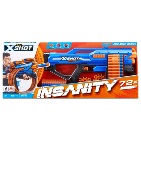  X-Shot Insanity Mad Mega Barrel by ZURU with 72 Darts, Air  Pocket Technology and Dart Storage, Rotating Barrel with Large Dart  Capacity, Outdoor Toy for Boys and Girls, Teens and Adults 