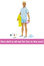 Blonde Ken Doll with Swim Trunks and Beach-Themed Accessories