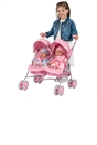 Side by Side Twin Doll Stroller in Pink