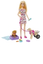 Barbie Doll With A Pup And Dog in A Wheelchair, Plus Pet Accessories