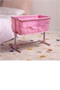 Doll Bedside Crib with Pillow and Quilt in Pink Spot Print