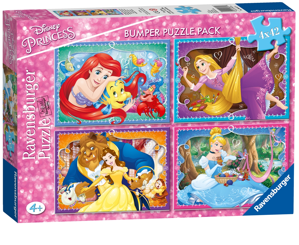 Disney Princess Bumper Puzzle Pack New & Sealed 4 X 42 Pc Puzzle 
