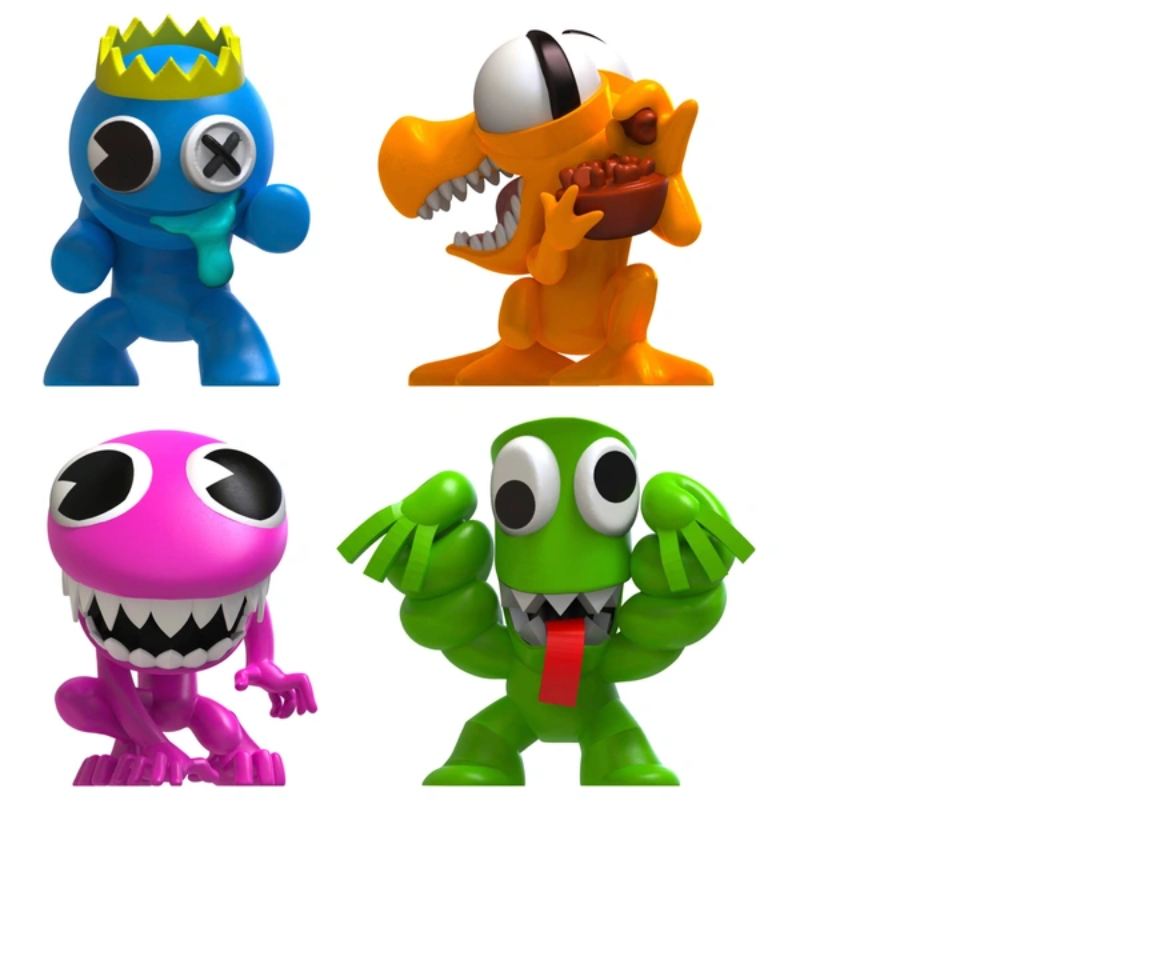 Rainbow Friends Purple, Orange, Green & Blue Figure 4-Pack (Neon Finishes!)