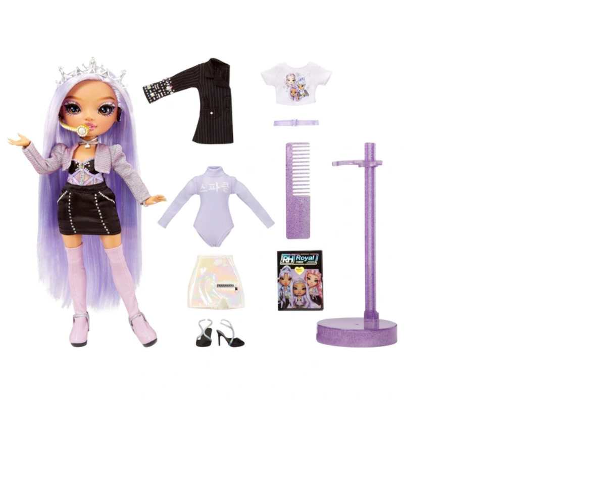  Rainbow High Rainbow Vision Royal Three K-Pop- Tiara Song  Posable Fashion Doll w/2 Designer Outfits to Mix & Match w/Microphone  Headset & Band Merch, Great Toy Gift Kids 6-12 Years Old