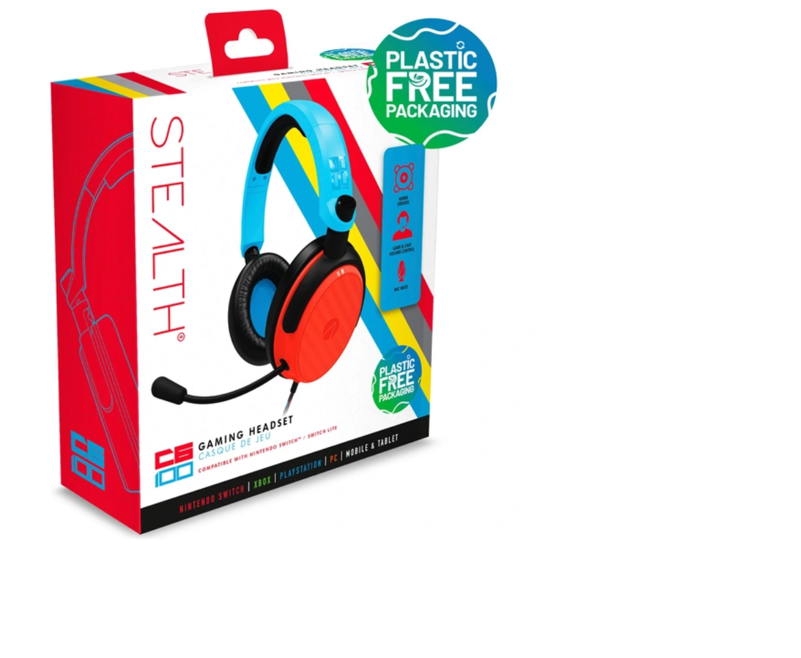 Neon Gaming PC C6-100 Headset Xbox, PS4/PS5, - Stealth Blue/Red for Switch,