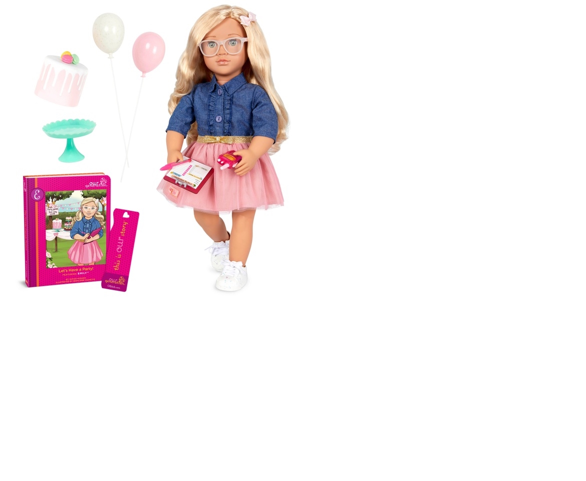 Our Generation Emily Posable 18 Party Planner Doll & Storybook
