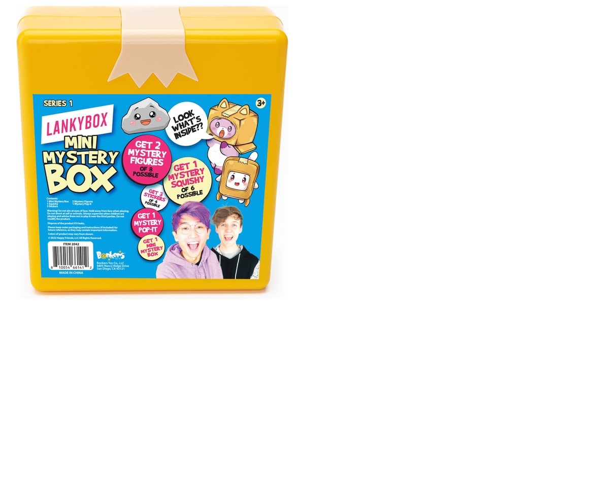 LankyBox Mini Mystery Box, for The Biggest Fans, 2 Mystery Figures, 1  Squishy Figure, a pop-it, and 3 Stickers