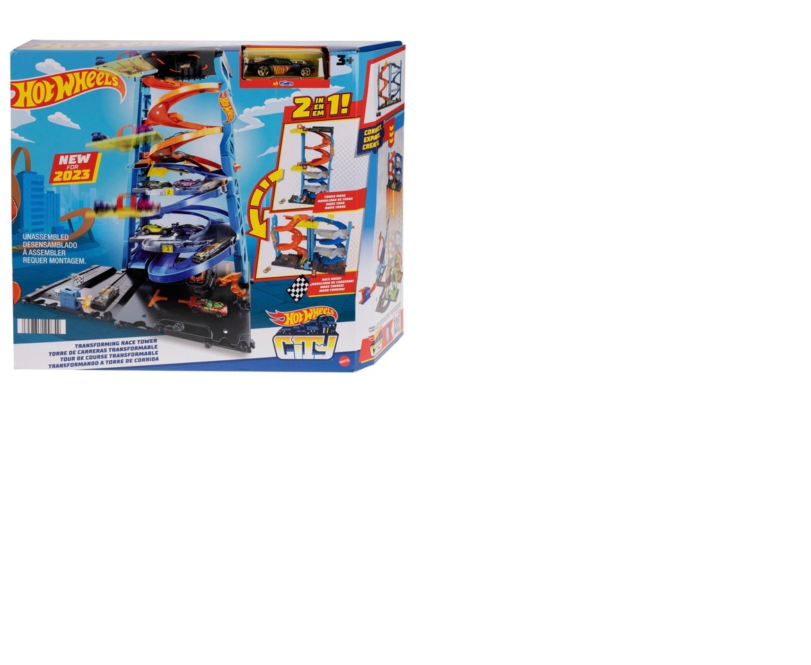 Hot Wheels City Transforming Race Tower Playset, Track Set with 1 Toy Car 