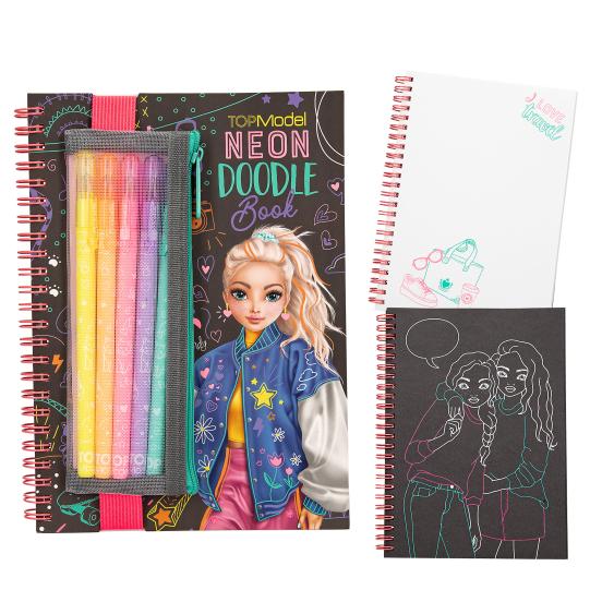 Topmodel Neon Doodle Colouring Book Pen Set