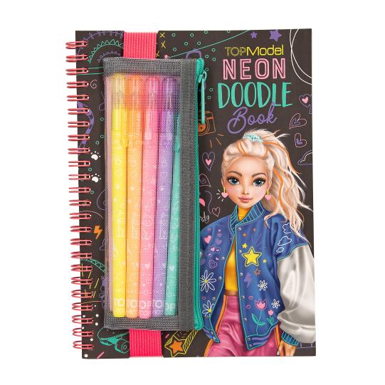 Topmodel Neon Doodle Colouring Book Pen Set