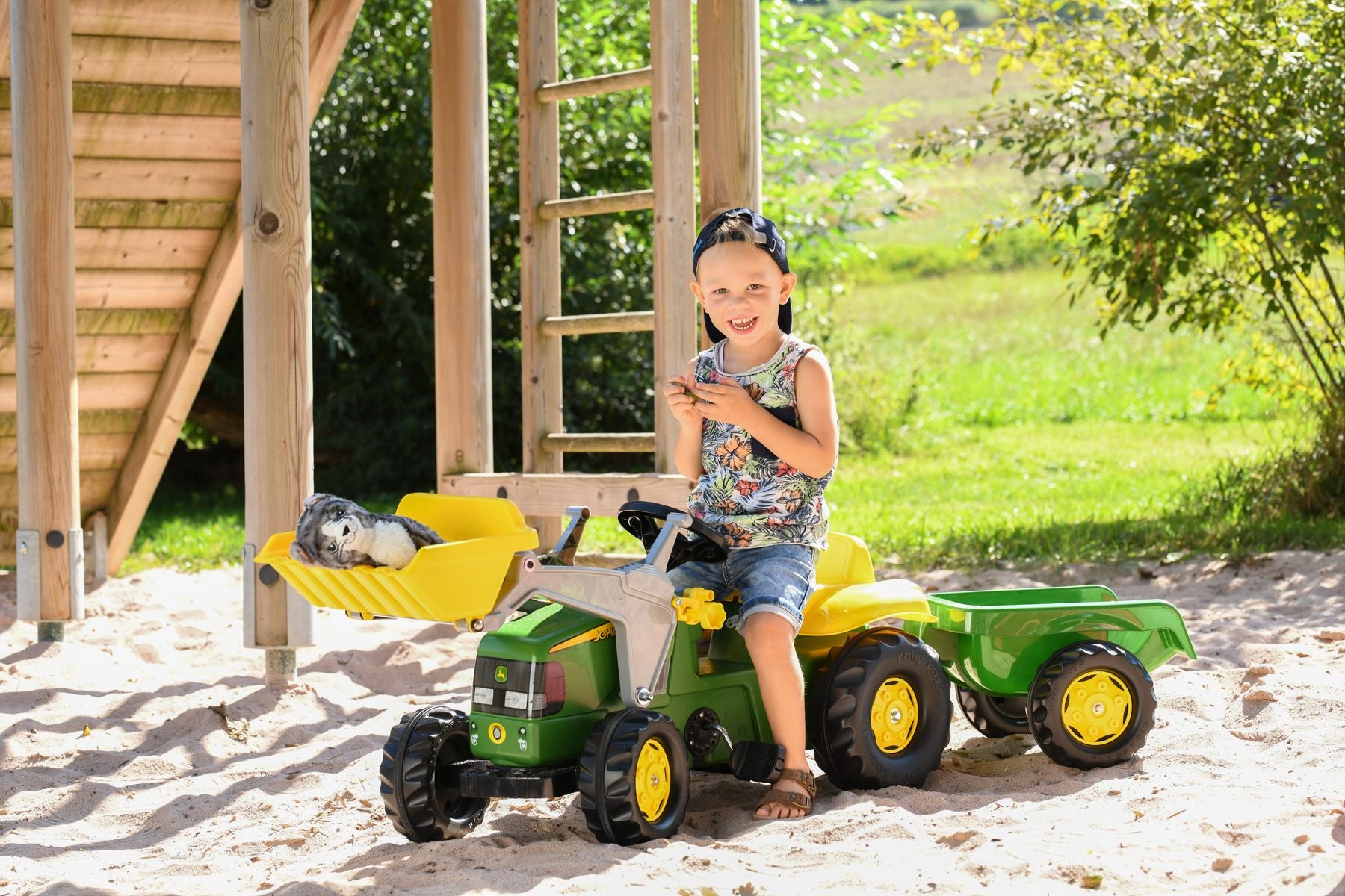 John Deere Tractor With Loader And Trailer