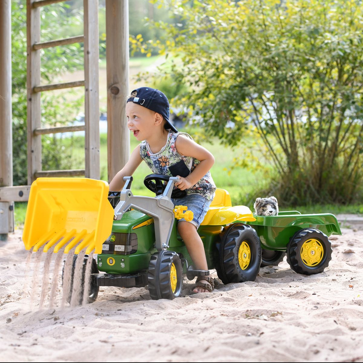John Deere Tractor With Loader And Trailer