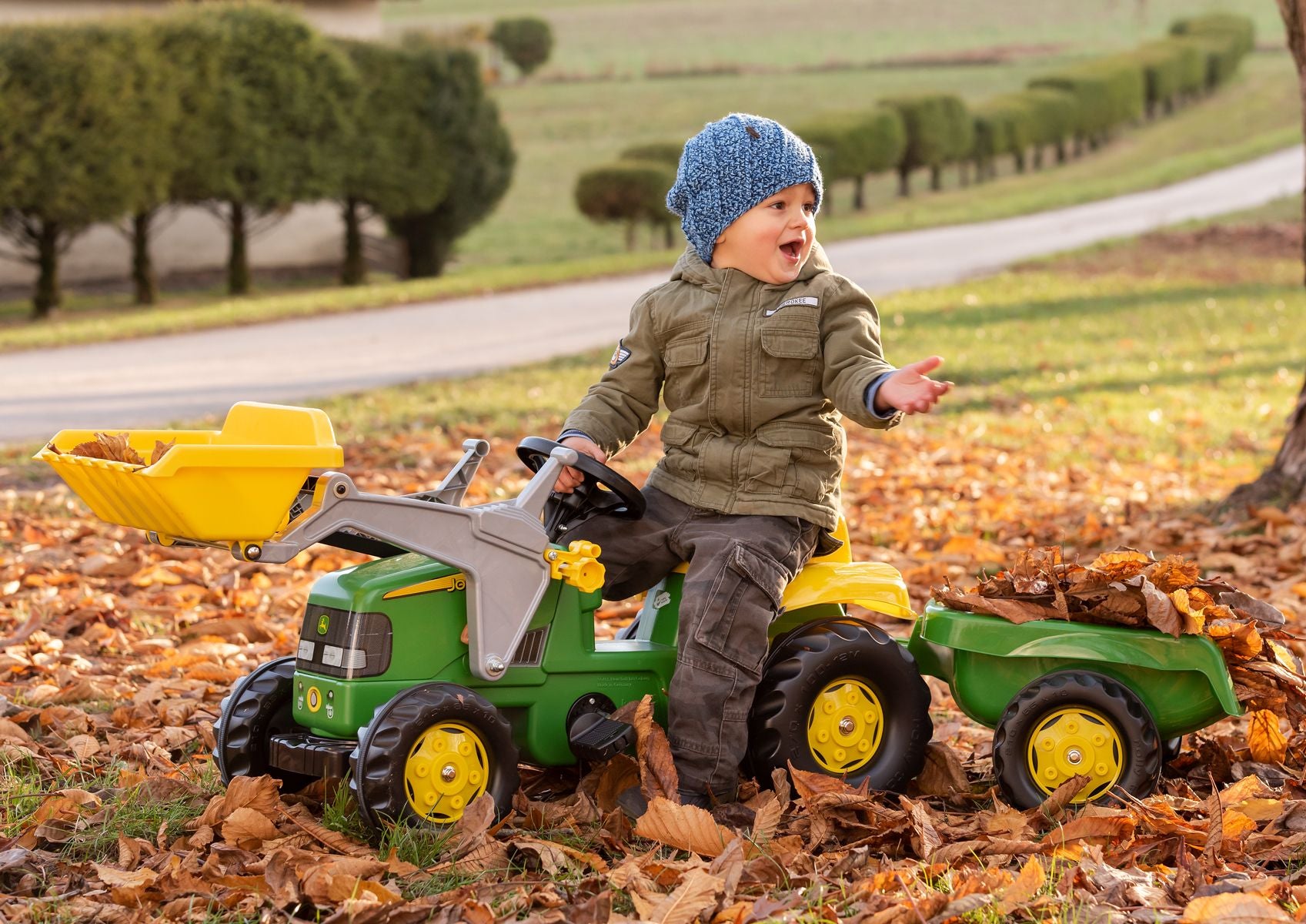 John Deere Tractor With Loader And Trailer
