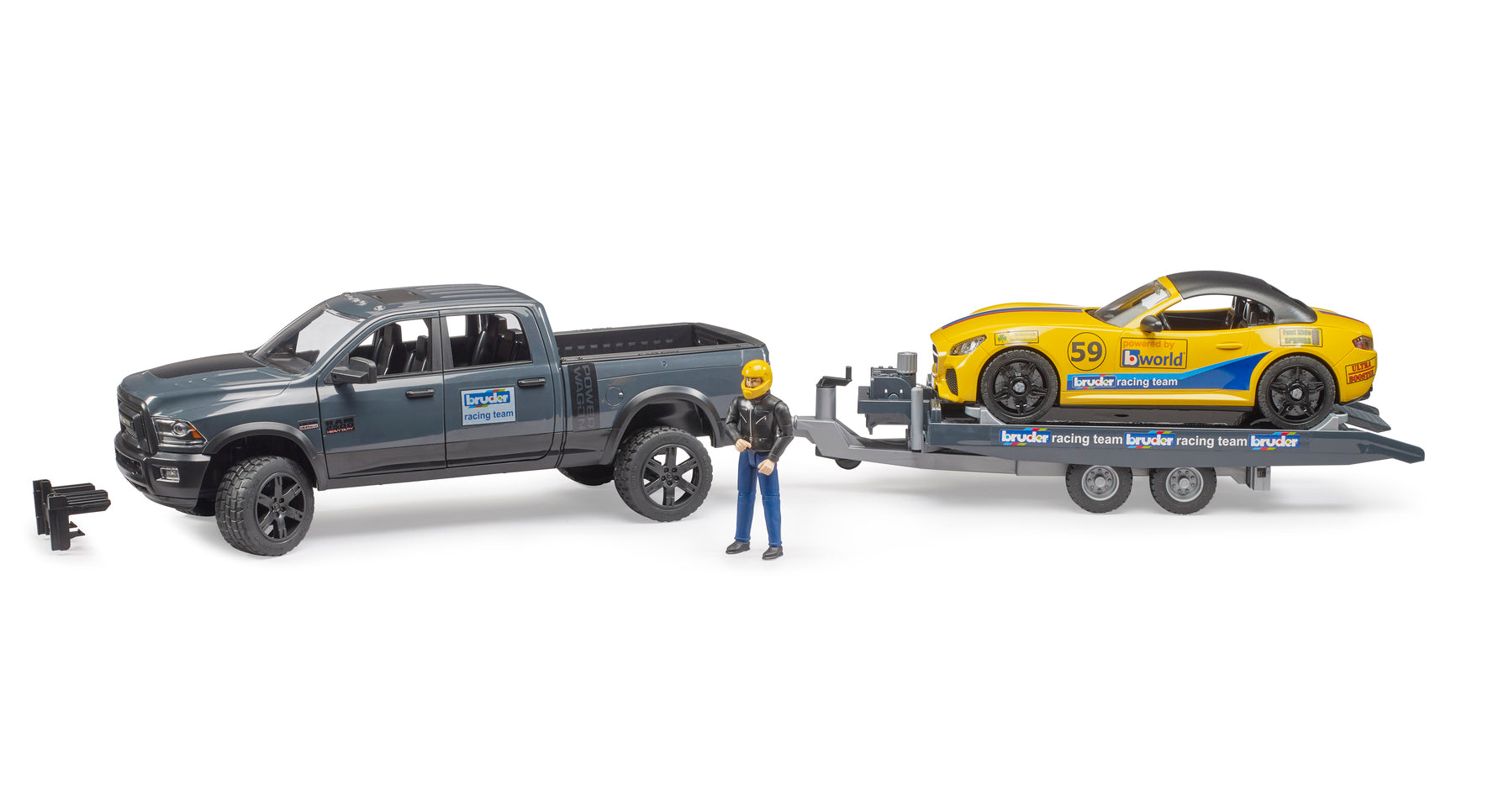 Bruder Ram 2500 Power Wagon And Bruder Roadster Racing Team
