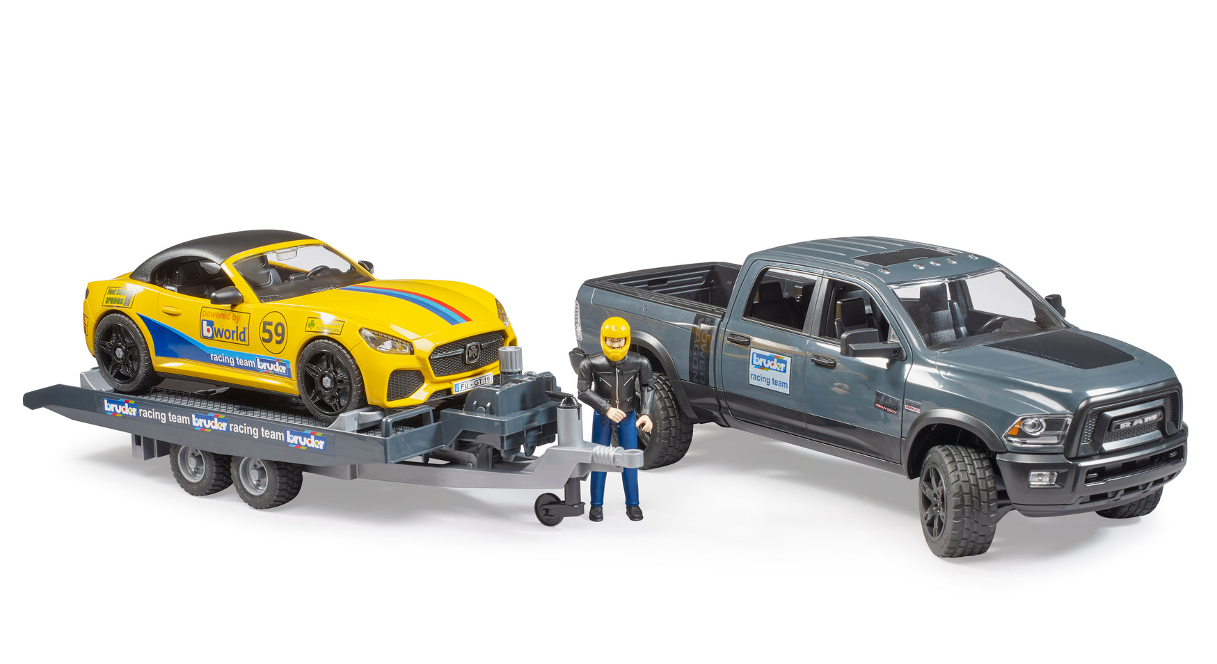 Bruder Ram 2500 Power Wagon And Bruder Roadster Racing Team