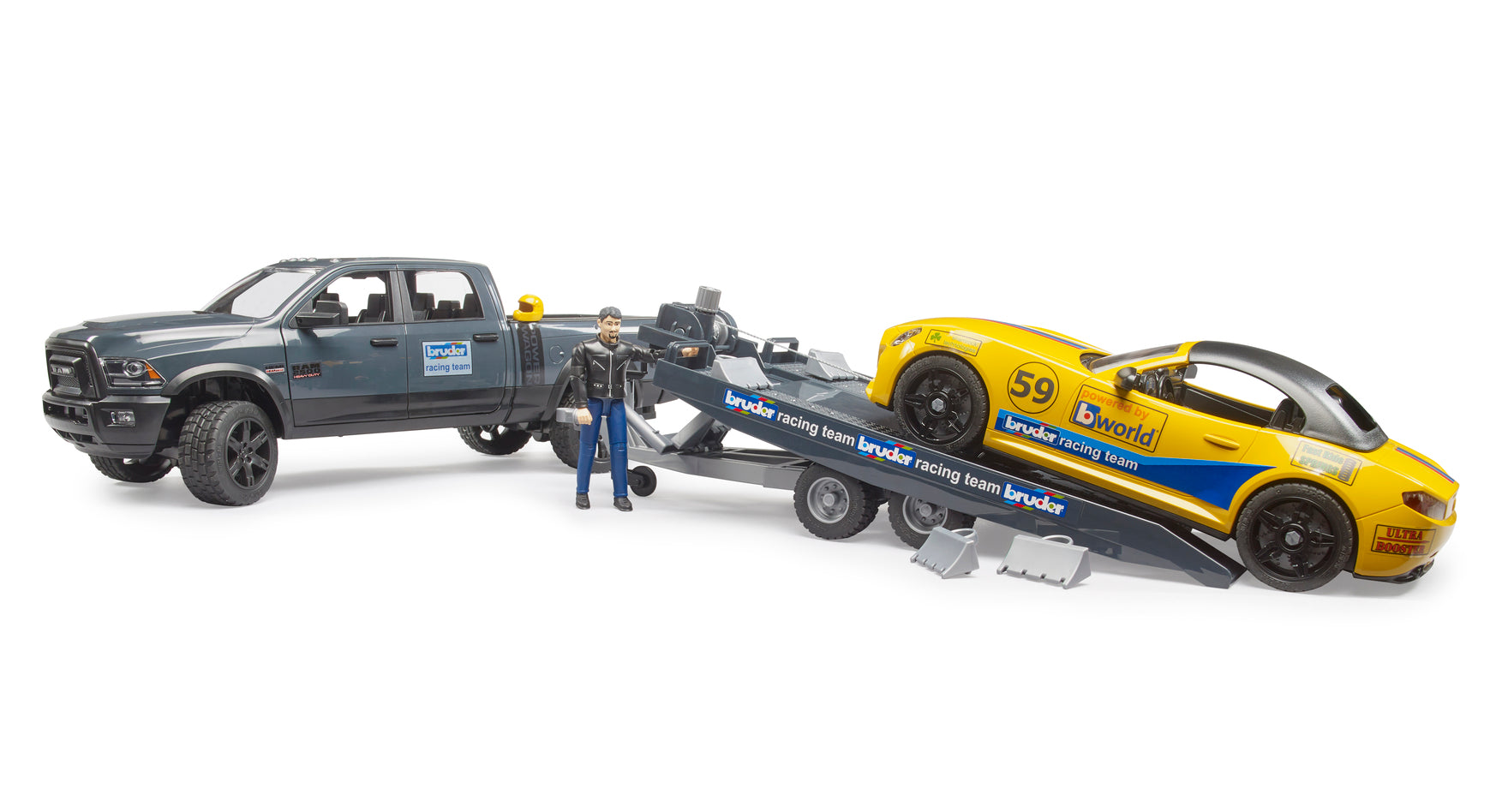 Bruder Ram 2500 Power Wagon And Bruder Roadster Racing Team