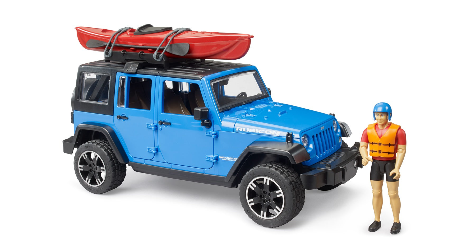 Bruder 1:16 Jeep Wrangler Rubicon With Kayak & Kayaker