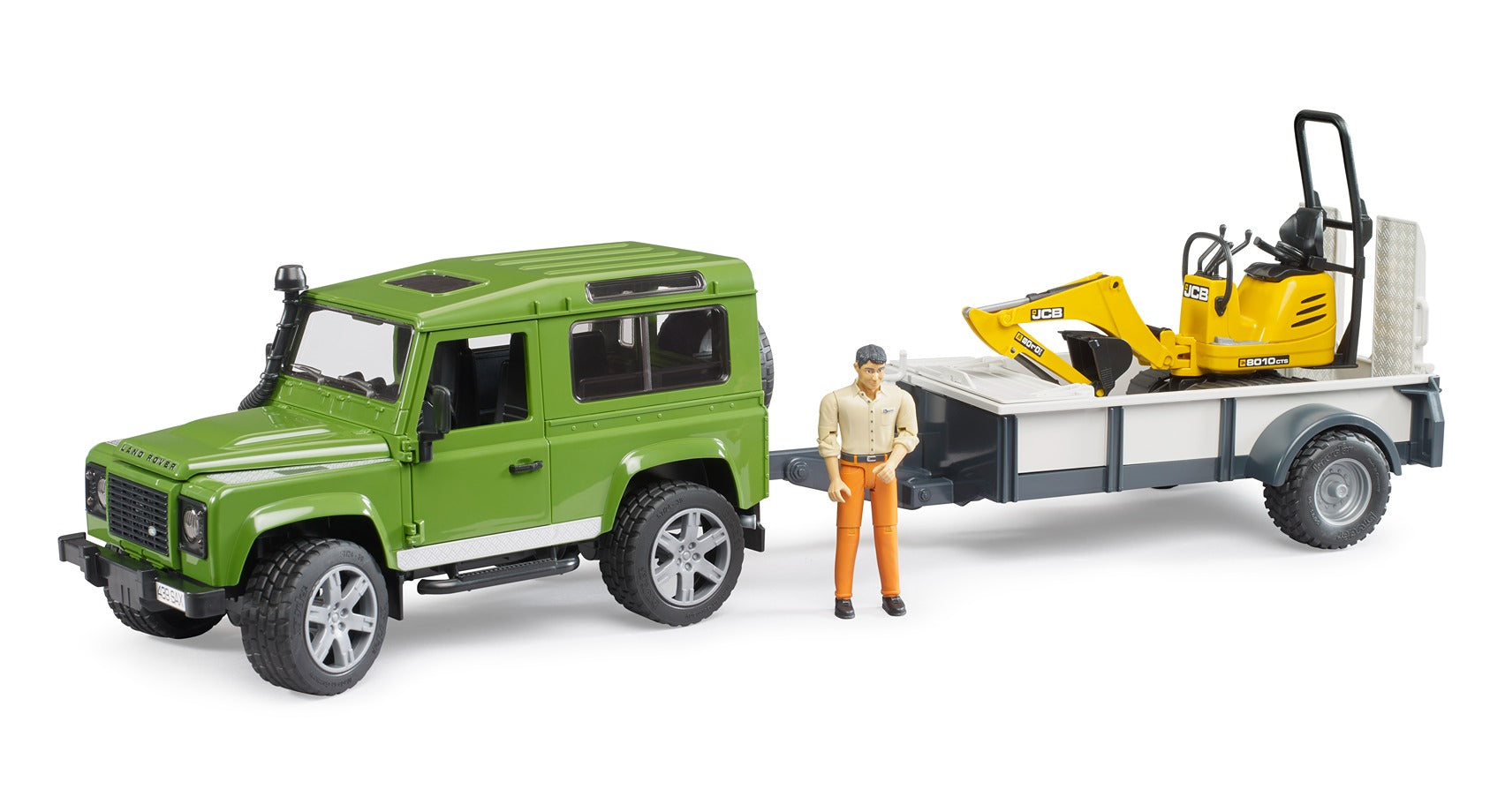 Bruder 1:16 Landrover With Trailer & Jcb Excavator
