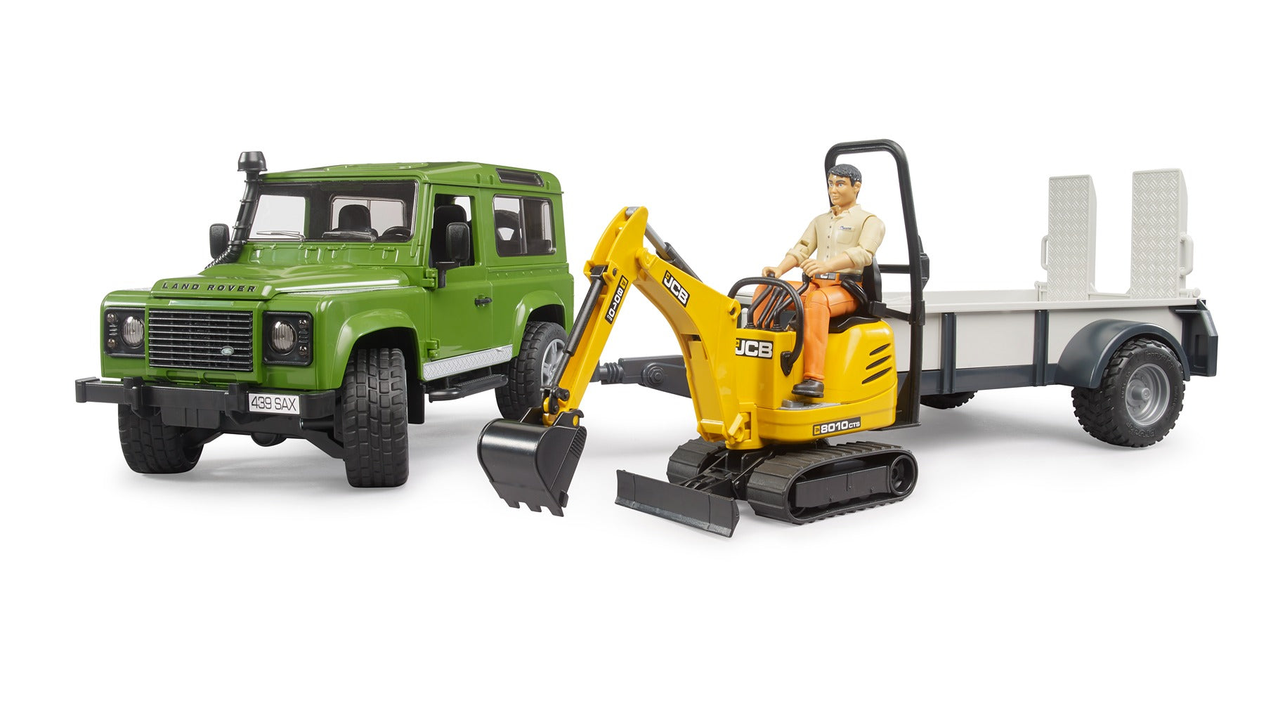 Bruder 1:16 Landrover With Trailer & Jcb Excavator
