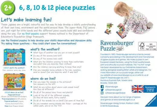 Ravensburger My First Puzzles, Where Do We Live? (6, 8, 10 & 12 Piece) Jigsaw Puzzles