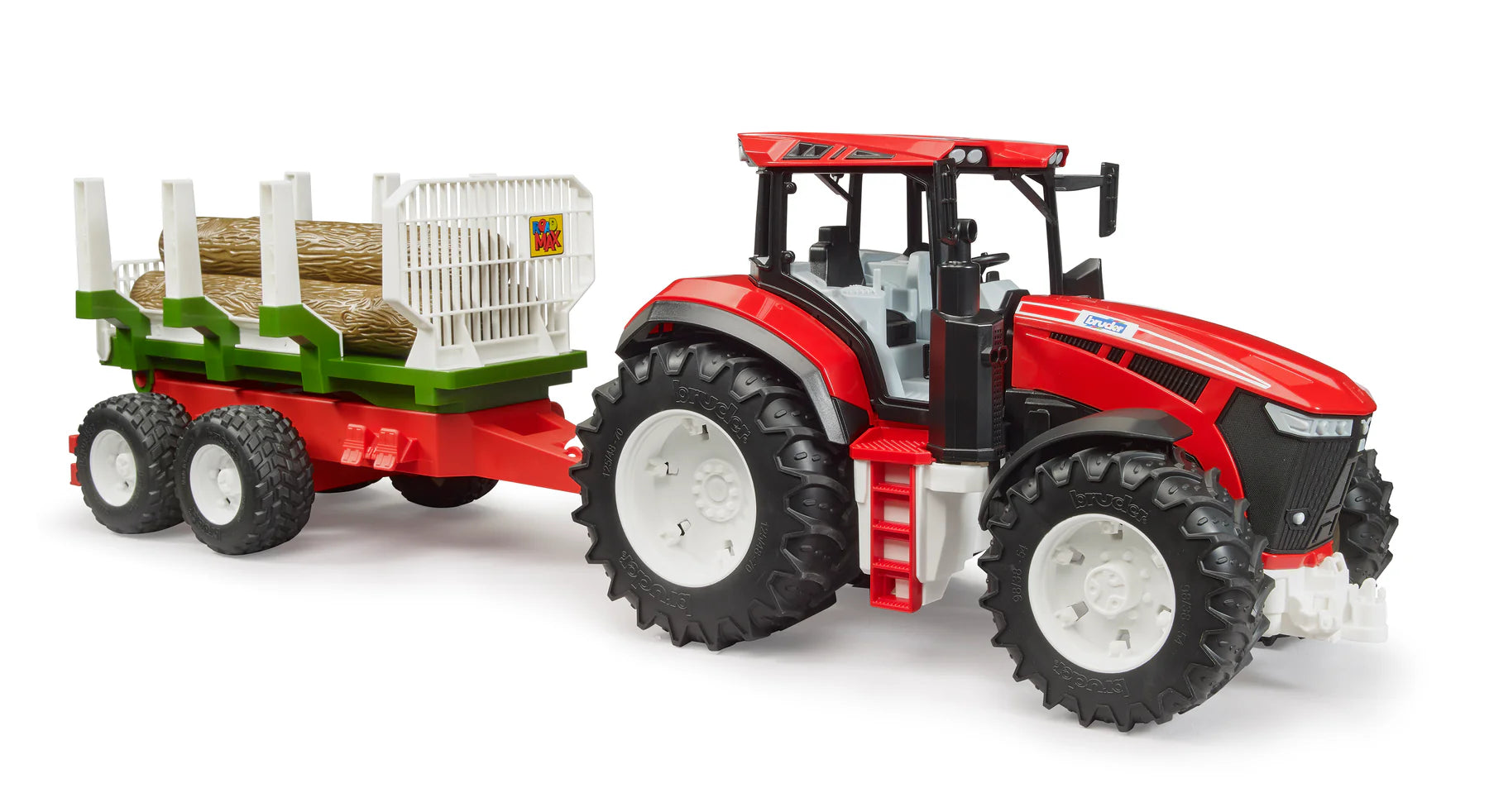 Bruder Roadmax Tractor With Forwarding Trailer & Tree Trunks